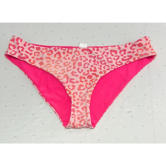 CUPSHE Pink & Leopard Print Hi-Rise reversable Bikini Bottom Swimsuit XL NEW tag - Picture 3 of 4